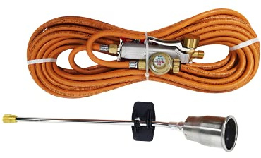 Brenner - Heißluftpistole - Schweißbrenner - Sauerstoffbrenner - Edelstahlbrenner, 1 Hals, 1 Ganzmetall-Auslösegriff mit Drehgelenkanschluss - 20 m Schlauch - 1 Druckregler 4 bar - EXPRESS
