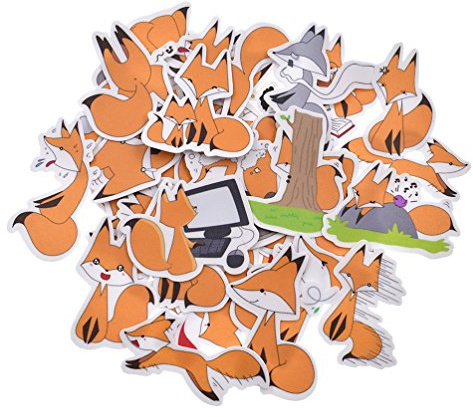Kesheng 40x Aufkleber Sticker Fuchs Khaki Orange Tagbuch Reisebuch Scrapbooking DIY