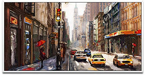 Ölfarben ca. 130x70cm Wandbild inklusive Schattenfugenrahmen weiss - Panorama Leinwand Bild XXL Format Wandbilder Wohnzimmer Wohnung Deko Kunstdrucke