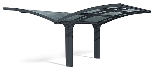 Canopia by Palram Carport Bausatz Arizona Wave 495 x 578cm Doppelcarport Polycarbonat in Anthrazit für PKW aus rostfreiem Aluminium