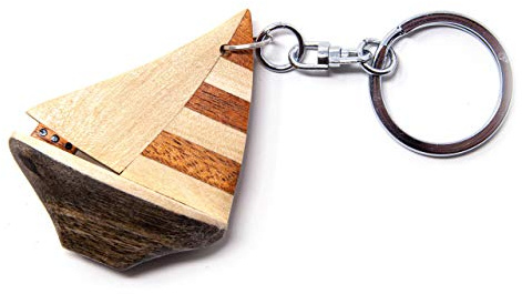 Cornelißen Segelboot Holzschlüsselanhänger - Braun, Nautisch, Klassisch, Handgearbeitet, Unisex-Erwachsene