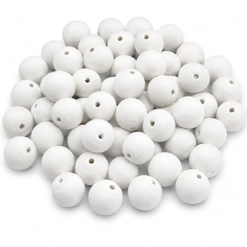 SPUNNYS Lot de 48 boules blanches en papier Ø 20 mm, boules légères à peindre et décorer pour décorations de Noël, ornements, fleurs en papier, loisirs créatifs et DIY