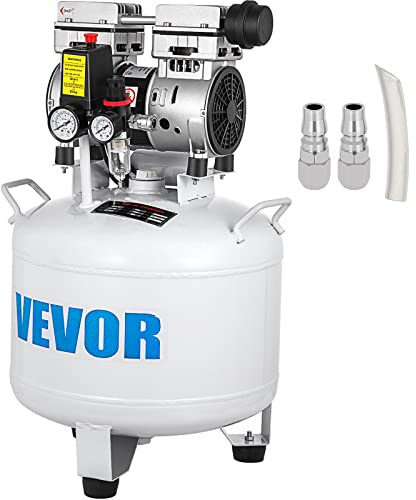 VEVOR Compresseur d’Air Silencieux sans Huile 8.8 gallons / 40L, 1.1HP, Argenté, 110L/min, 110 PSI, 48 dB(A), pour Outils Pneumatiques et Gonflage de Pneus