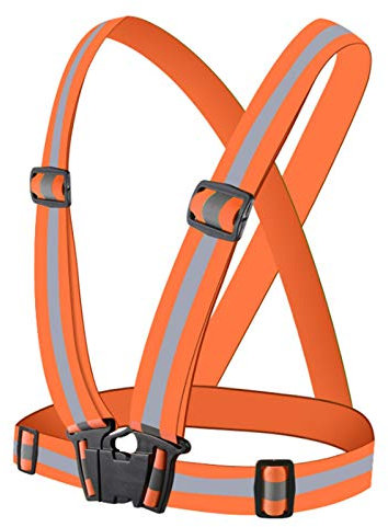 Reflektierende Weste, einstellbares elastisches Leichtgewicht & Arbeiten Fits outdoor Kleidung Motorradjacke Outdoor-Gang Hohe Sichtbarkeit Sicherheitsweste für Laufen, Joggen, Gehen, Radfahren,Orange