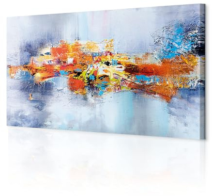 decomonkey Bilder Abstrakt 150x50 cm 1 Teilig Leinwandbilder Wandbild blau | Strukturleinwand, Holzkeilrahmen, Bild auf Leinwand, Kunstdruck, Wanddeko, Wohnzimmer, Wanddekoration, Modern, bunt