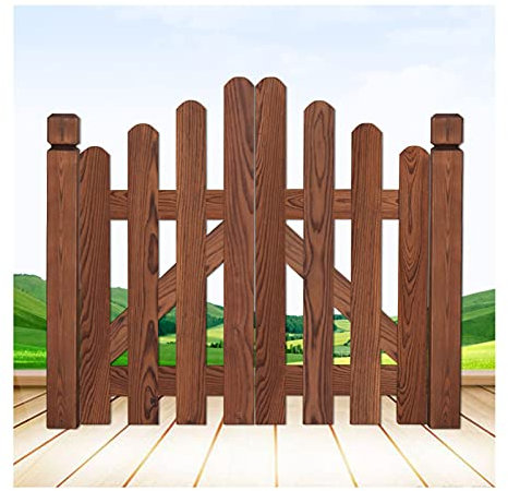 LJIANW Clôture en Bois De Jardin, Porte De Jardin en Bois Carbonisation Double Porte en Bois Panneau De Porte De Clôture pour Cour À La Maison Plante De Jardin Cloison Décorative