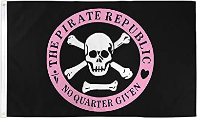 AZ FLAG Bandera Republica de los Piratas roso 90x60 cm 2 Ojales | Uso interior y exterior Enseña con calavera costuras dobles y bordes reforzados con ojales metálicos poliéster 100D