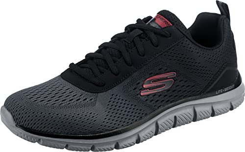 Skechers Herr Track RipkentTrainers, Svart nät kol trim, 42.5 EU
