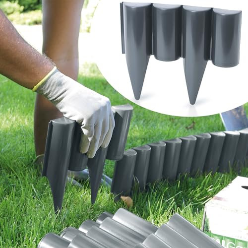 GardenPlast® PalGarden Rasenkante Gartenpalisade Palisade Beetumrandung Holzoptik - 5m, Anthrazit