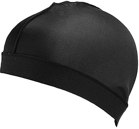 Wudaizhi Unisex Sedky Dome Cap Banda Ancha Strongy Durag Stay Wig Cap Turbante Suave Transpirable para Hombres Adultos Mujeres - Negro