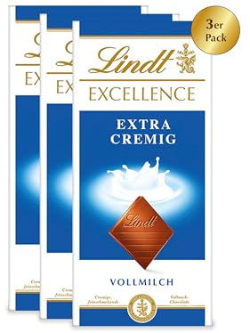 Lindt Schokolade EXCELLENCE Extra Cremig, 3er Bundle| 3 x 100 g Tafel |Cremige, feinschmelzende Vollmilch-Schokolade | Schokoladentafel | Schokoladengeschenk