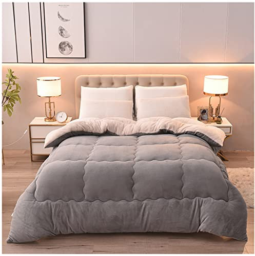 Steppdecke, Flauschige Kaschmir Steppdecken für Allergiker Duvet, Verdicken Sie Lamm Kaschmir Decke Winter Weiche Tagesdecke Wohndecke Wendedecke Sofadecke Couchdecke (Grau,150x200cm?3kg?)