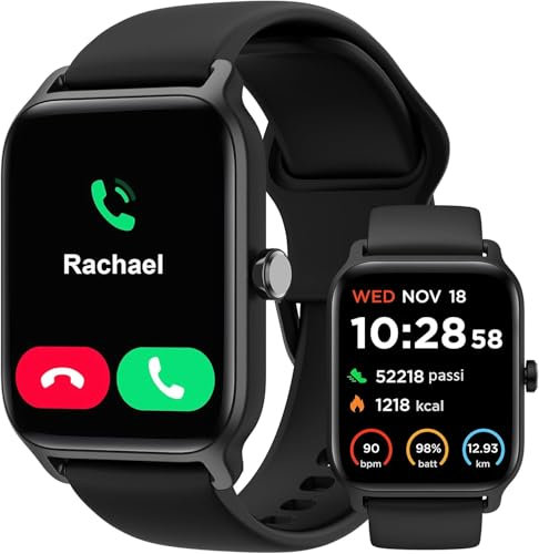 Smartwatch Uomo, 1.8 Orologio Smartwatch Chiamate e Risposta, Alexa Integrato Fitness Tracker con Contapassi Cardiofrequenzimetro SpO2 Sonno,110 Modalità Sport, Impermeabile IP68 per Android iOS