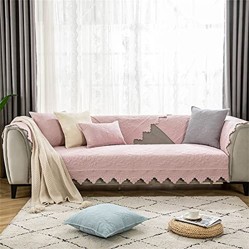 ZZenSmot Weich Sofa Abdeckung,Baumwollstoff Abschnittsweise Sofabezug,Anti-ausrutschen Sofa Überwürfe Furnitureprotector Für Hunde Haustiere Kinder-Rosa 70x70cm