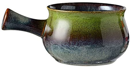 Ciotola for cereali, scodella for zuppa, scodella for il tè, ciotole for la colazione in ceramica o piatto rettangolare, ciotola for zuppa di cipolla da 20 once con manico in porcellana for zuppa di c