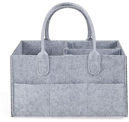 PandaEar Baby Windel Caddy Organizer - Tragbarer Wickeltasche mit Fächern, Faltbarer Filztasche für Feuchttücher und Babysachen (Grey)