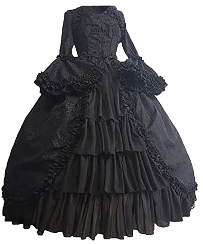 Gothic Dress for Women UK Sale Clearance Halloween Costume Flare Sleeve Dresses Goth Medieval Steampunk Dress Bow Knot Lace O-Neck Vintage Maxi Dress Ball Gown Luxurious Skirt