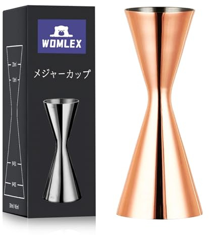 WOMLEX Cocktail Messbecher, Barmaß mit Innenskalierung für Einen Cocktail Braucht - 304 Edelstahl,Geeignet für Bars und Wohnungen (1, Roségold, 30ml und 60ml)