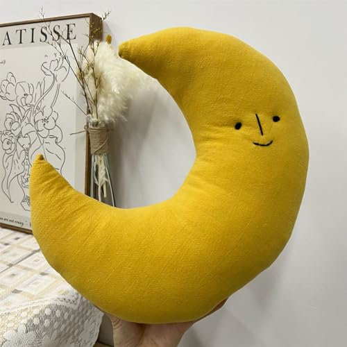 Herfair Wolken Kuschelkissen Kinder, Mond Kinder Kissen Kinderzimmer Dekorative Kissen Babykissen Weiches Dekokissen für Baby- & Kinderzimmer Mädchen & Jungen (Mond)