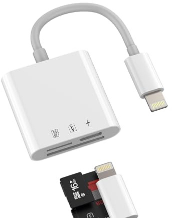 Lector de tarjetas SD para Iphone(2 en 1) para Apple Cargador Adaptador Memoria Externa Cámara TF Memoria Tarjeta Micro Cámara Reader para Ipad Lightning Cable Jack Accesorio 14 13 12 11 Conector