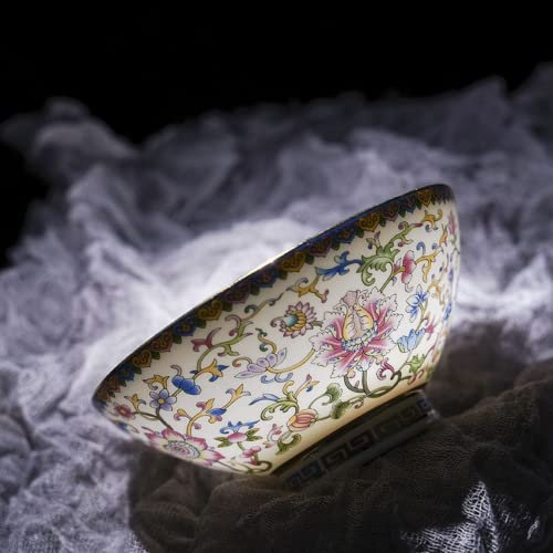 Keramikschüssel, Suppenschüssel, Reisschüssel aus Porzellan im antiken Palaststil, Breischüssel, Suppenschüssel, 13 cm, 5,1 Zoll, Keramik im alten Palast, farbenfrohes Luxusgeschirr aus Keramik im chi