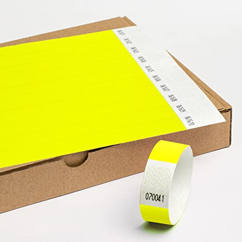 Einlassbänder aus Tyvek ohne Aufdruck 1000 Stück - 19x255 mm Neongelb | Events & Party Eintrittsbänder - starke Klebstoffbindung -Selbstklebend und Wasserdicht Festival Armbänder - Club Bänder