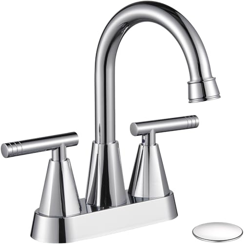 Cobbe Chrome Bathroom Faucets for Sink 3 Hole, 4 inch Chrome Bathroom Sink Faucet with Pop-up Drain and Supply Hoses, Stainless Steel Lead-Free Centerset Touch On Faucets for Bathroom Sink Vanity RV