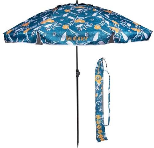 Isotoner Parasol de plage ultra résistant, structure anti vent, léger et anti uv upf50+ hawaii