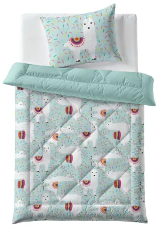 Zelesta Kiddybed kinderbettwäsche 135x200 4 Jahreszeiten - Bettwäsche winterdecke und Sommer-Bettdecke - Waschbare kinderdecke ohne Bezug - Kinderbettdecke mit Muster (Party Lama)