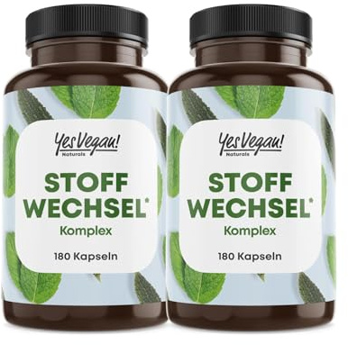 Yes Vegan® Stoffwechsel Kapseln (180 Kapseln) mit Cholin, Zink, L-Carnitin, Chrom, Koffein Kapseln - vegane Stoffwechsel Formel