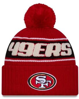 New Era San Francisco 49ers NFL 2024 Sideline Sport Knit Rot Bommelmütze - One-Size