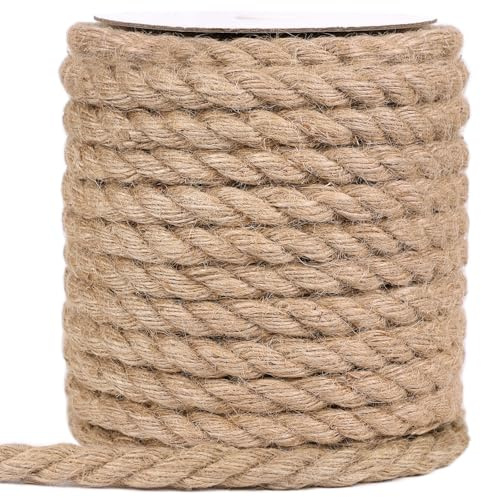 Hanfseil, 12 mm dick, Gartenseil, Jute-Schnur für Katzenkratzer, Gartenarbeit, Bündelung und Wandbehang, Basteln, dekorativ (braun)