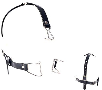 Lockable Open Mouth Gag, BDSM Mouth Gag, Lockable Fetish Mouth Spreader,with Metal Nose Hook,Bondage Mouth Lock for a Wide Open Mouth,SM Sex Toy