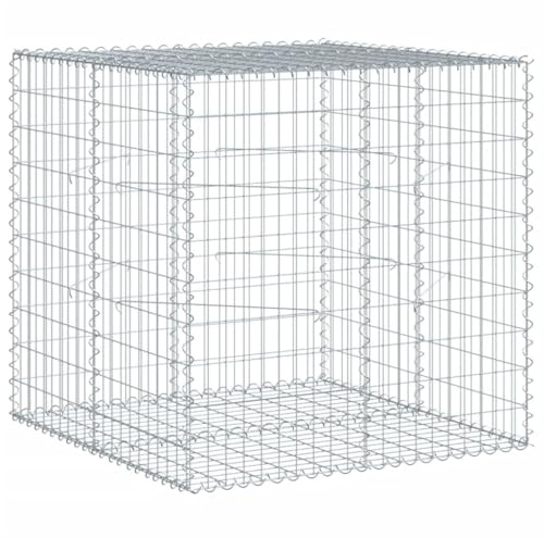 vidaXL Gabion Basket Raised Bed Cage - Galvanized Iron - 100x100x100 cm - Silver - Tool-Free Assembly - Outdoor Garden Use