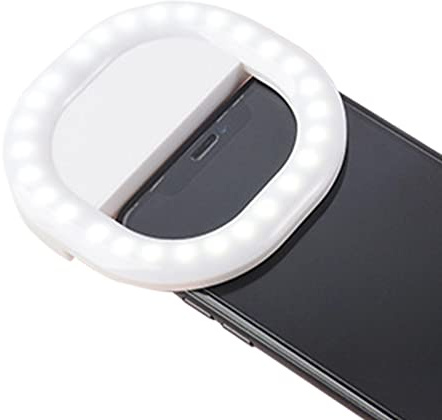 Generic Luce per selfie per telefono – Luce di riempimento per selfie a 3 velocità, luce ricaricabile con clip per telefono e fotocamera indossabile, bellezza e brevi video