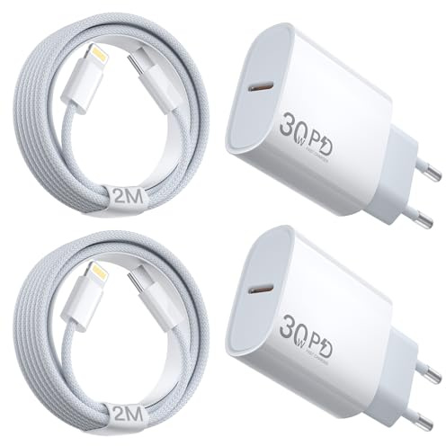 30W iPhone Ladegerät und Schnellladekabel - [𝐀𝐩𝐩𝐥𝐞 MFi Certified] USB C Schnellladegerät mit 2M iPhone Ladekabel für iPhone 14/13/12/11/Pro Max/Mini/SE/Xr/Xs Max/iPad Netzteil Netzstecker