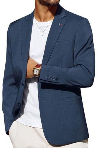 PJ PAUL JONES Veste de costume sportive pour homme - Coupe droite - 2 boutons - Pour les loisirs et le travail, Bleu marine, XL