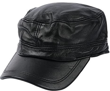 Lederkappe Männer Echte Lederkappen Männliche Casual Echte Natürliche Haut Leder Baseball Hüte Herbst Winter Lederhut(M 56CM)
