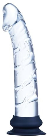 21 cm realistischer Dildo, klarer Glasdildo-Buttplug mit abnehmbarem Silikon-Saugnapf, realistische Venentextur für Prostata- und G-Punkt-Stimulation,Glasdildo-Sexspielzeug für Männer,Frauen und Paare