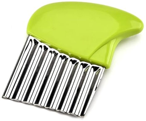 NJNNN Coupe-Frites de légumes en Acier Inoxydable, Coupe-Frites froissé, imperméabilisant, for Pommes de Terre, Carottes, Chips et Fruits, 5,5 Pouces(Green)