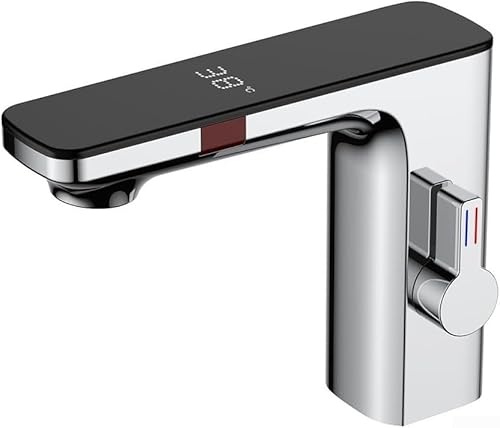 Berührungsloser Waschbeckenarmatur, intelligenter Sensor, Warm- und Kaltwasser-Mischbatterie, 1,27 cm (1/2 Zoll) Badezimmer-Waschbecken-Sensor-Armaturen mit automatischer Sensorsteuerung, digitaler