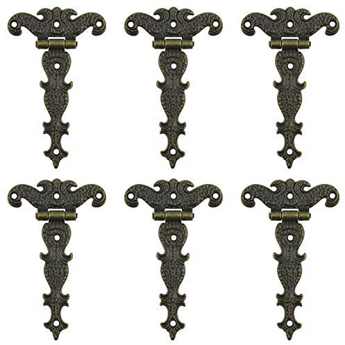 Scharniere Schrankscharniere Antike Scharniere, 12 Stück, Schrankscharniere aus Zinklegierung, dekoratives Retro-Scharnier mit geschnitztem T-Riemen, Scharniere for Türen, Schränke, Schmuckkästchen, G