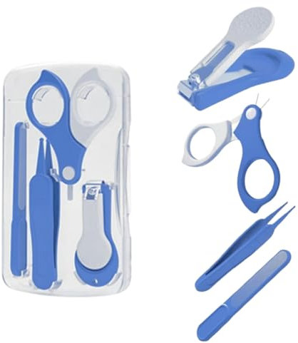 JchEnye Set per la Cura delle Unghie del Bambino (4 Pezzi) - Forbici per Unghie del Bambino, Set per la Cura delle Unghie del Bambino - Set per la Cura del Bambino Azzurro