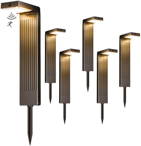 iseeway Solarlampen für Außen 6 Stück, 400LM Bewegungsmelder, 2-Farben | 3000K/6500K LED Farbwechsel, 12h+ Laufzeit, IP65 wasserdicht für Hof, Einfahrt, Gartenwege & Terrasse