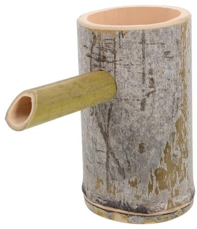 Toyvian Adornos de decoración del Tubo de bambú Fuentes de Agua de caño de Fuente para Estanque pequeño Pico de bambú del Patio de jardín al Aire para Interiores Y Exteriores Green