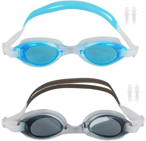Annlpoy 2pcs Lunettes de natation pour enfants,taucherbrille kinder avec 2 boîtes,sports nautiques lunettes de piscine,Anti-Buée, Confortables et Étanches,pour les Enfants de 3 à 14 Ans, pour la Pisci