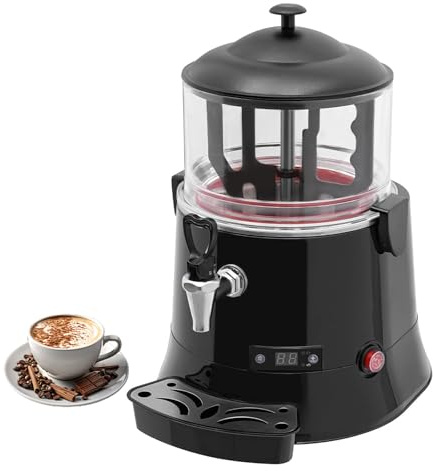 Glowdora Machine À Chocolat Chaud Professionnelle, Distributeur Et Chauffe Eau Électrique, pour Boissons Chaudes, Chocolat, Lait, Thé Et Jus. Capacité 10 L Ou 5 L, Noir.,5L