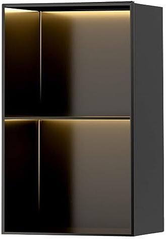 ASumPio Niche De Douche en Acier Inoxydable, Étagère De Rangement Encastrée avec Éclairage pour Salle De Bain, Salon, Salle À Manger, Cuisine, Meuble De Range,Black-28x70x12.5cm