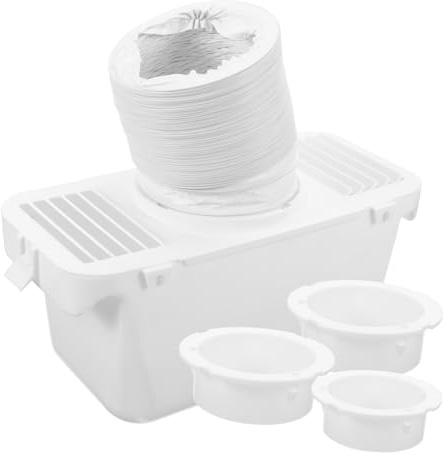 Kit de Connecteur de Ventilation Blanc Sèche-linge pour 1 Set Plastique | Conduit D’évacuation, Raccord Rapide, Plaque Murale, Collecte des Peluches, Nettoyage Facile, Usage pour Tambour