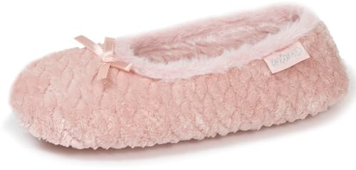 Isotoner Chaussons extra-light pantoufles Ballerines femme micro éponge, semelle antidérapante, 37/38 EU, rose